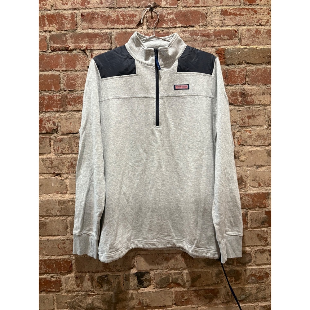 Vineyard Vines Grey Navy Quarter Zip‎ Pullover Sweater Size Large